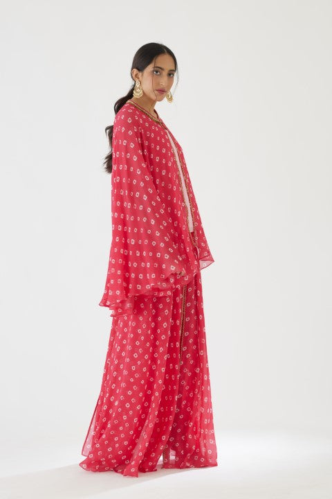 Rani Pink Bandani Print Sharara Set