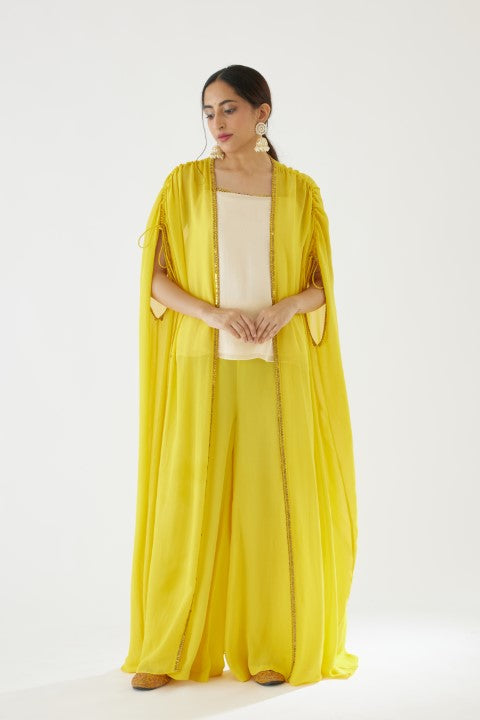 Yellow and Cream Sharara Set