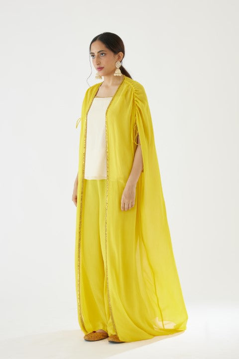 Yellow and Cream Sharara Set