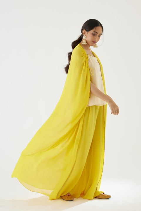 Yellow and Cream Sharara Set