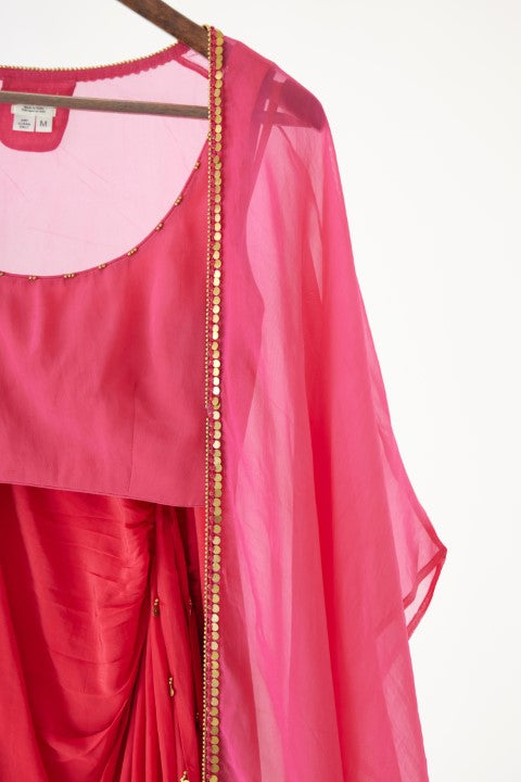 Rani Pink Drape Skirt Set