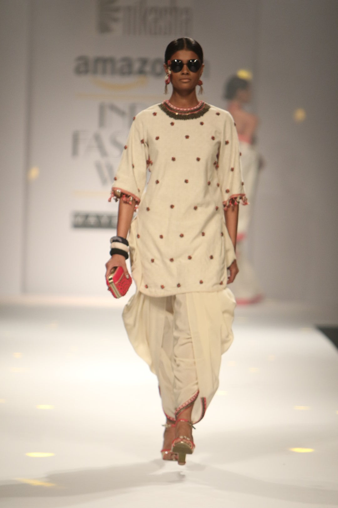 BACKLESS TUNIC AND SILK COWL DHOTI PANTS