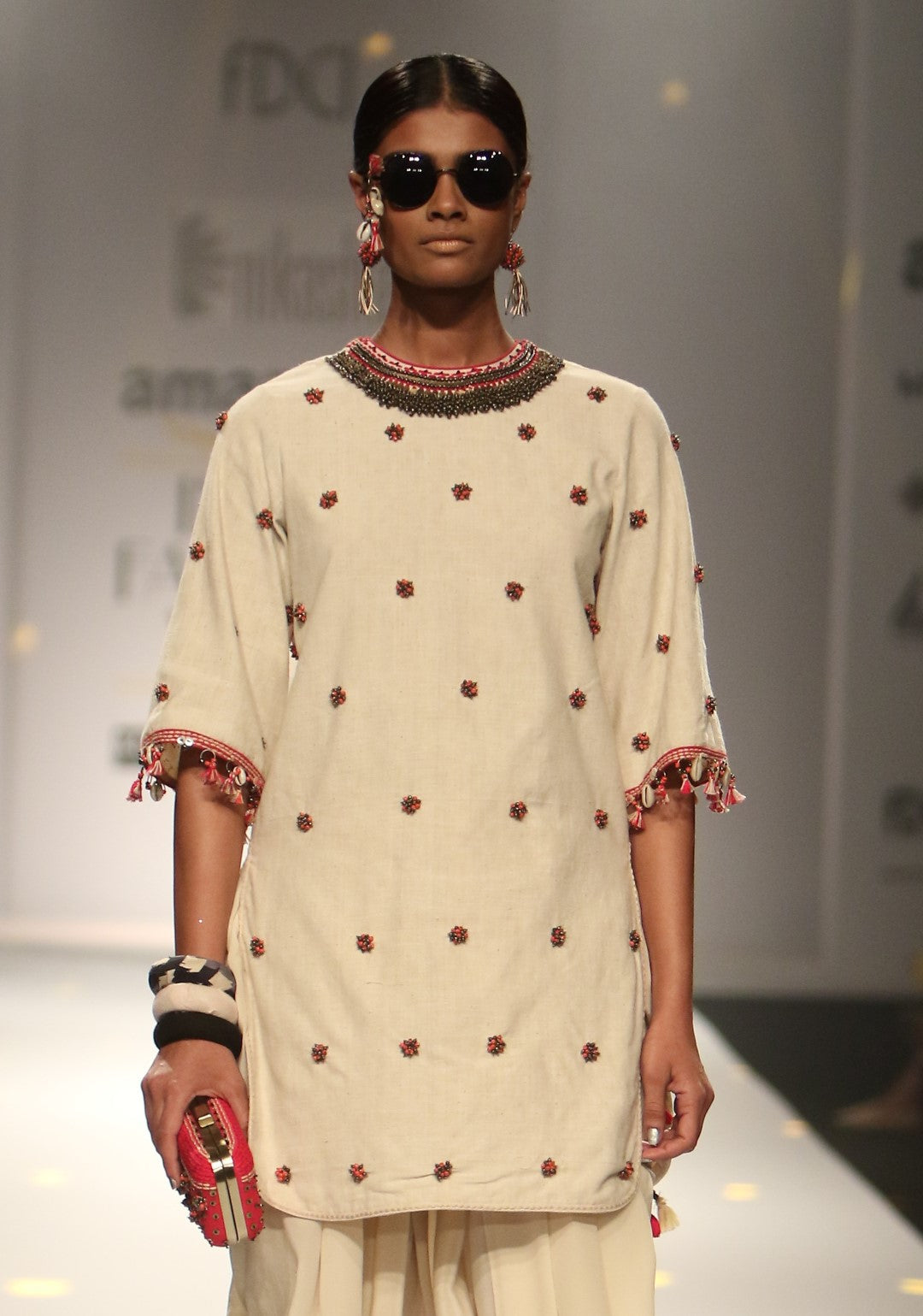BACKLESS TUNIC AND SILK COWL DHOTI PANTS