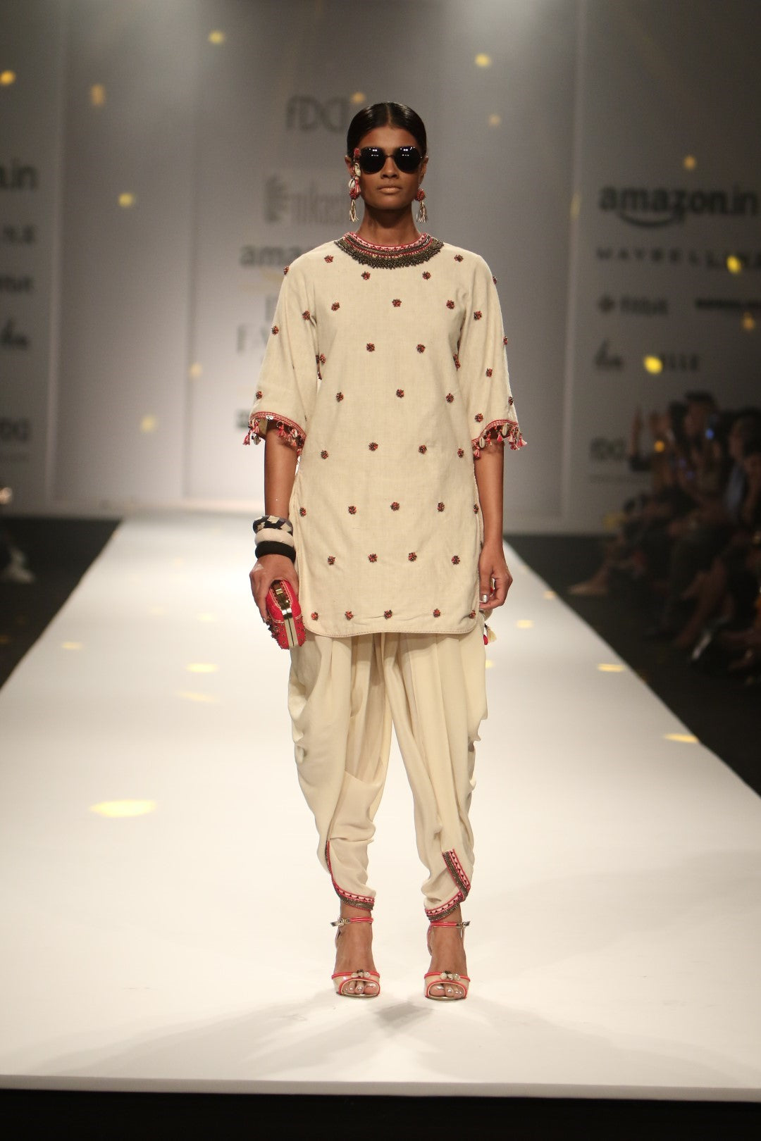 BACKLESS TUNIC AND SILK COWL DHOTI PANTS