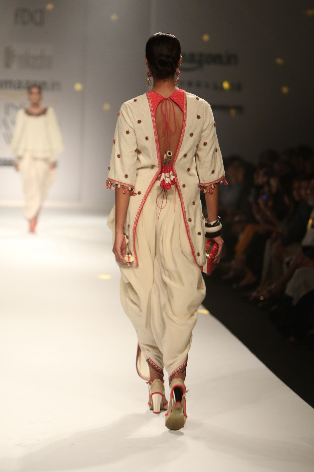 BACKLESS TUNIC AND SILK COWL DHOTI PANTS