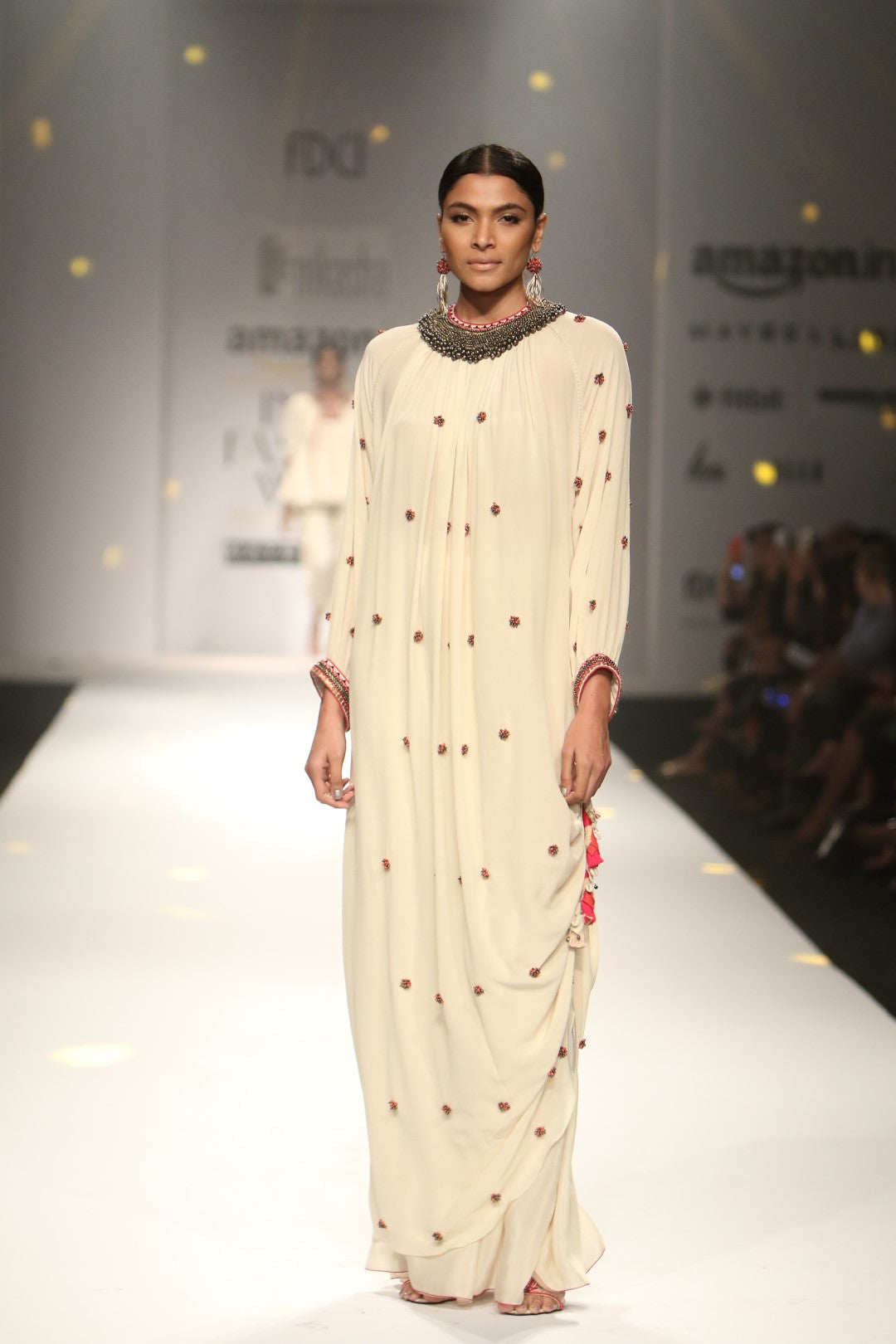 long rouching kurta with gathered sharara