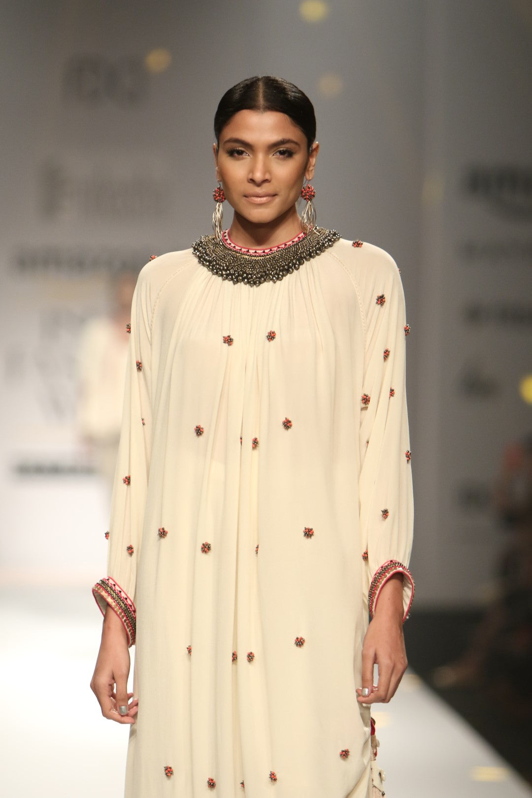 long rouching kurta with gathered sharara