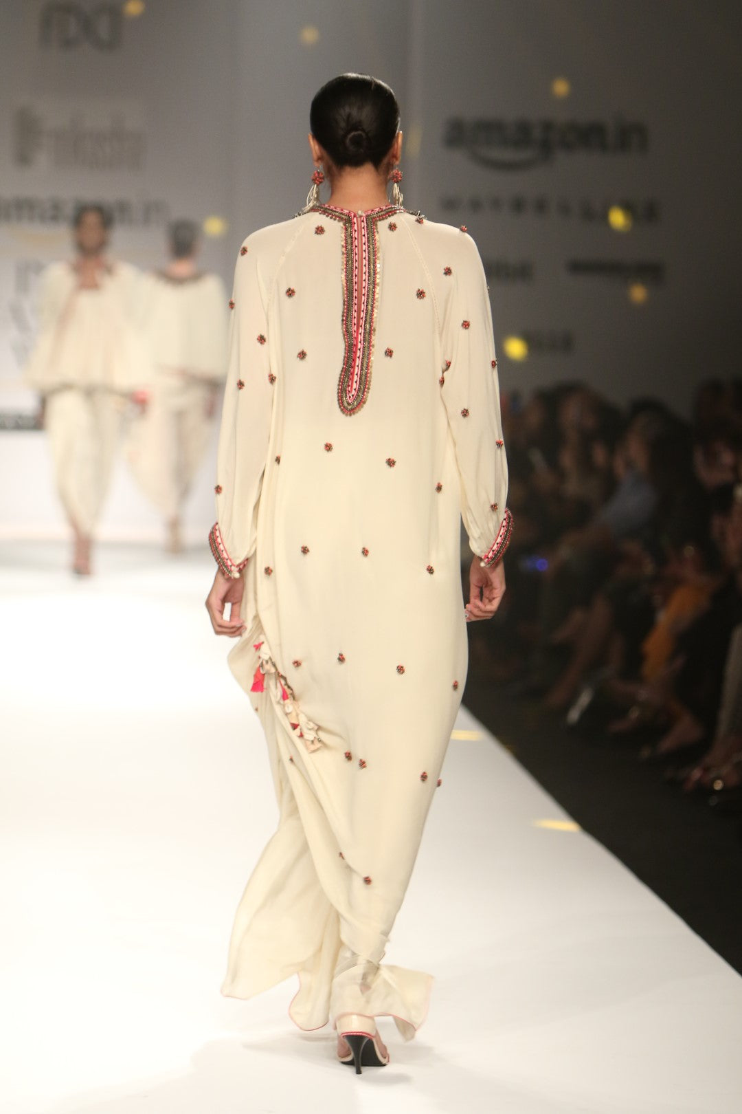 long rouching kurta with gathered sharara