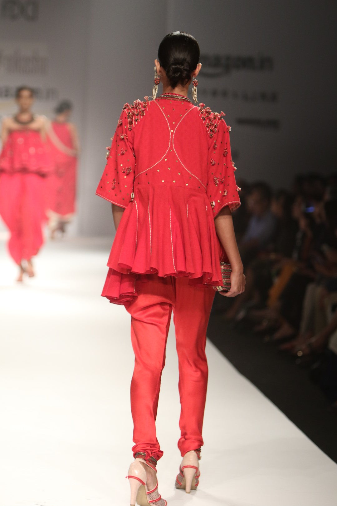 Embroidered jacket with tube top and jodhpuri pants