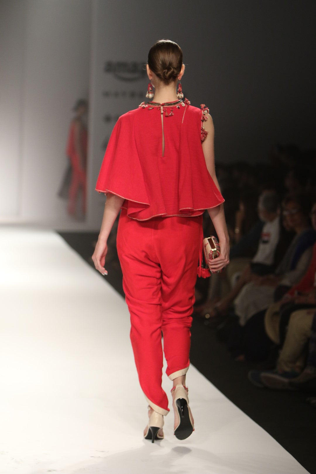 Asymetrical layered top with side overlap dhoti pants