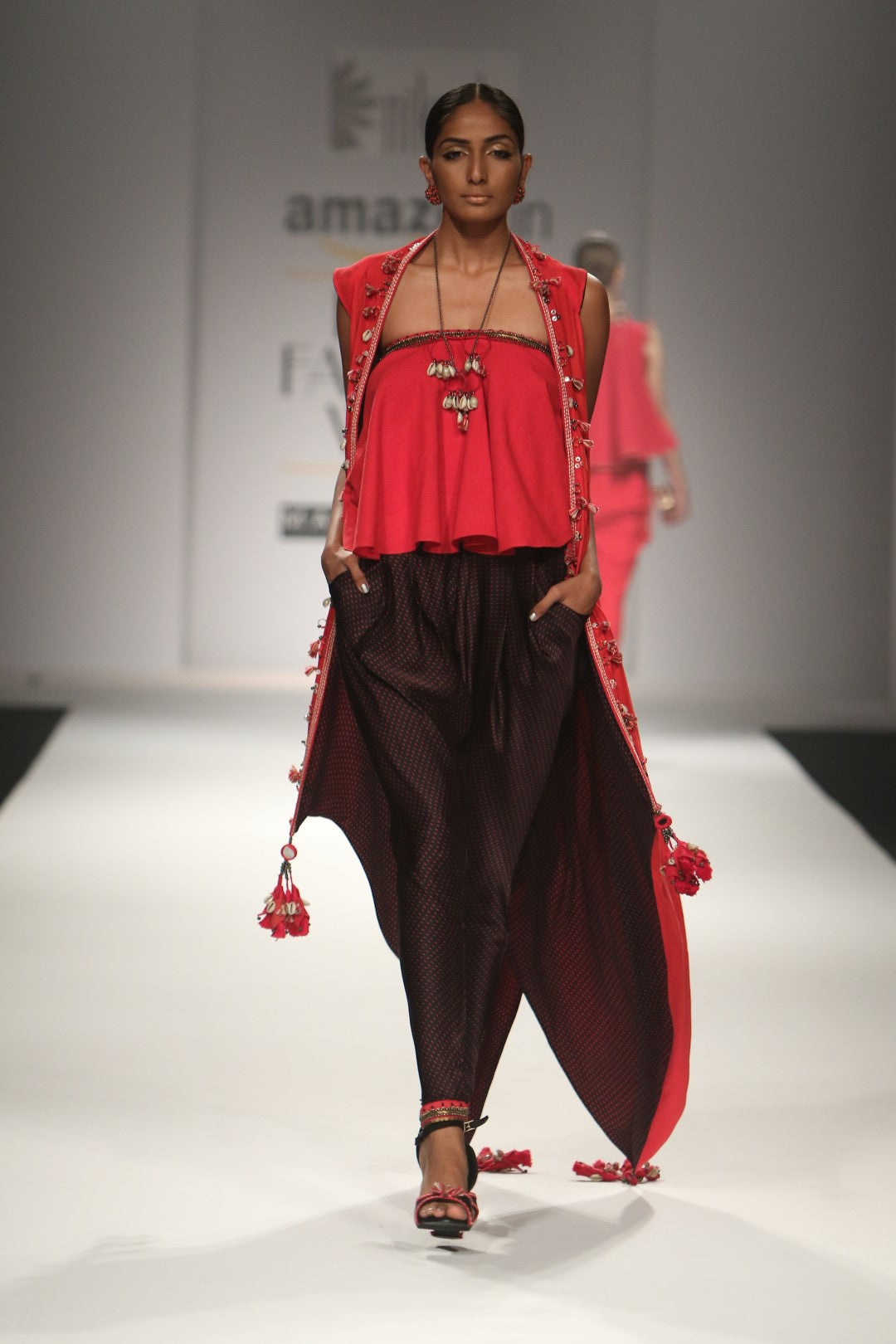 Embroidered kali tube top with overjacket and jodhpuri pants