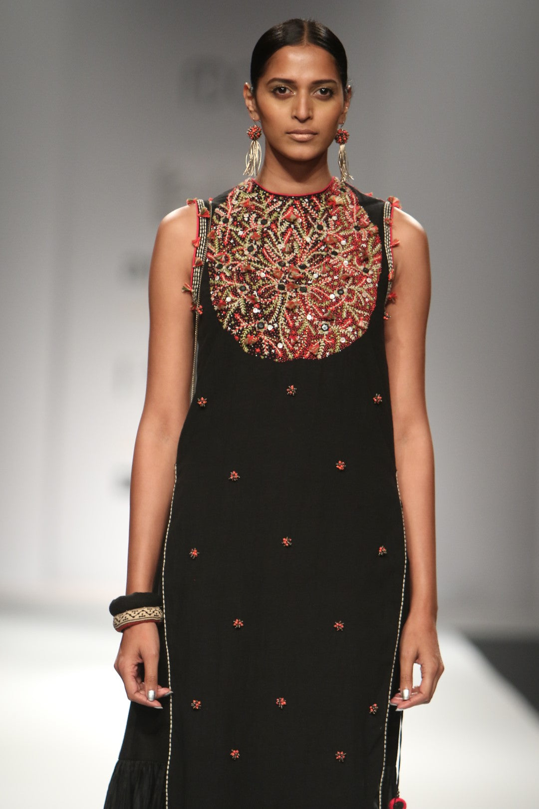 Apple cut embroidered kurta with gathered sharara