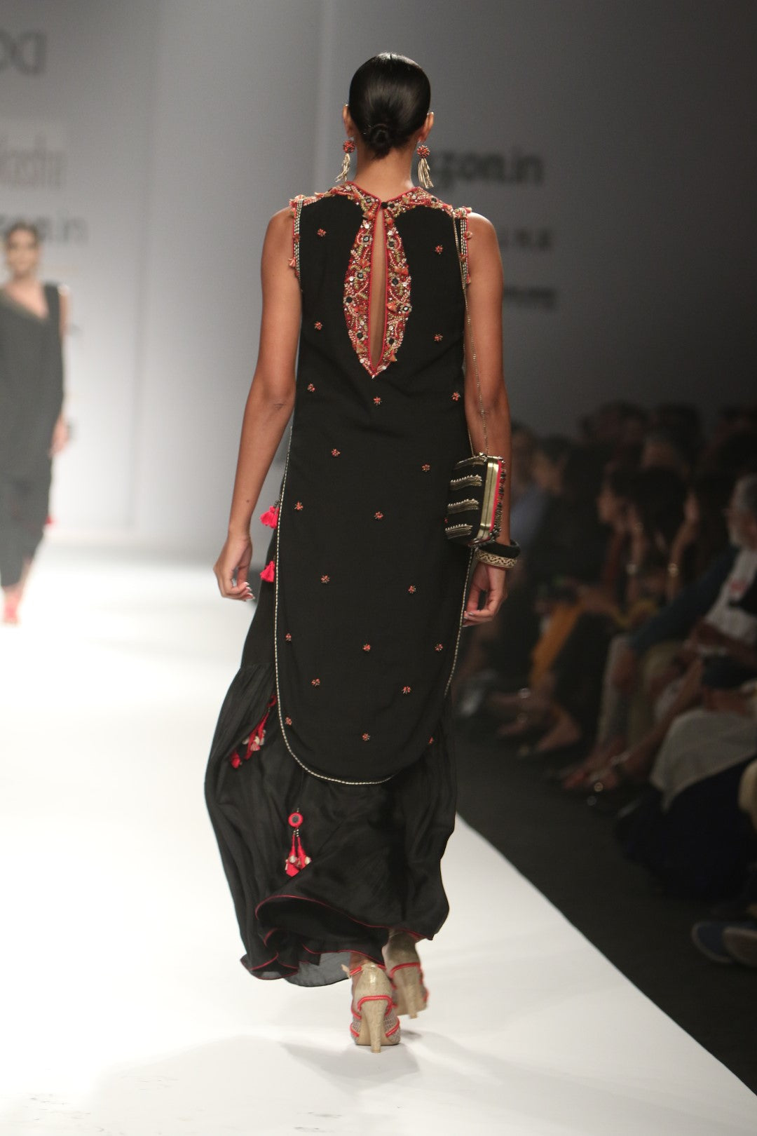 Apple cut embroidered kurta with gathered sharara