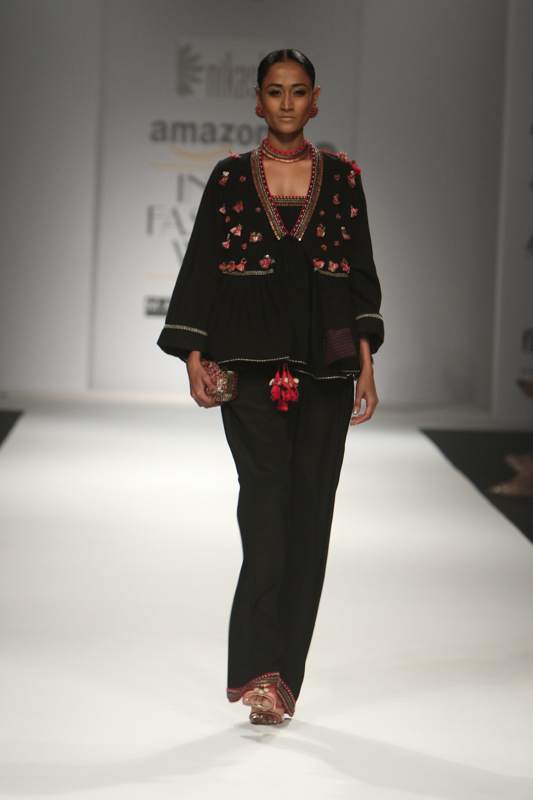 jumpsuit with embroidered flared jacket