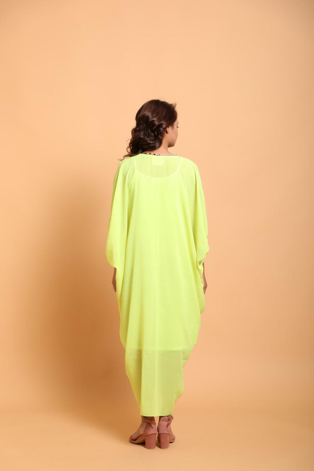 Totiya lime hand tassel embroidered kaftan