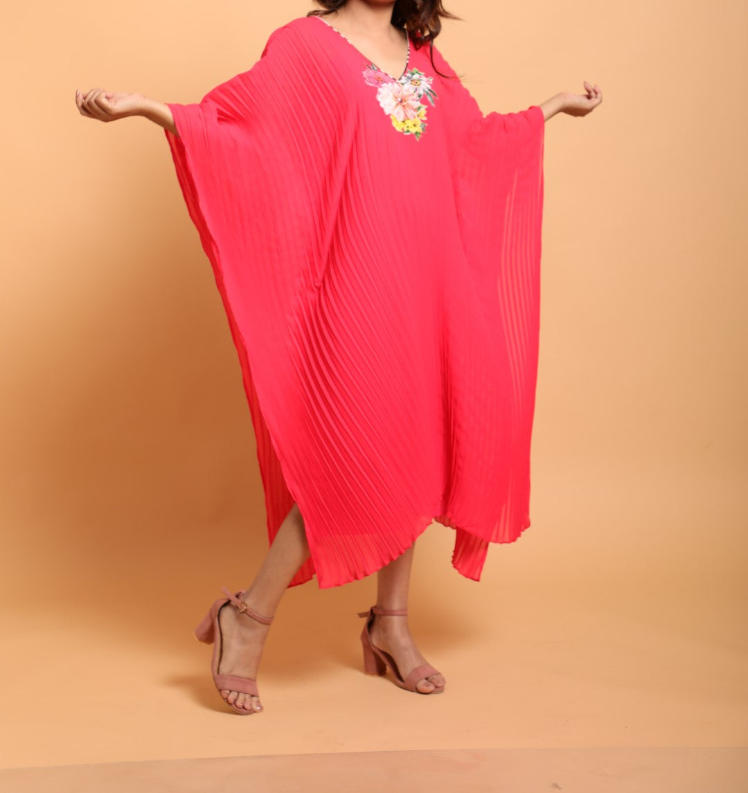 Coral Gajjari  floral embroidered kaftan