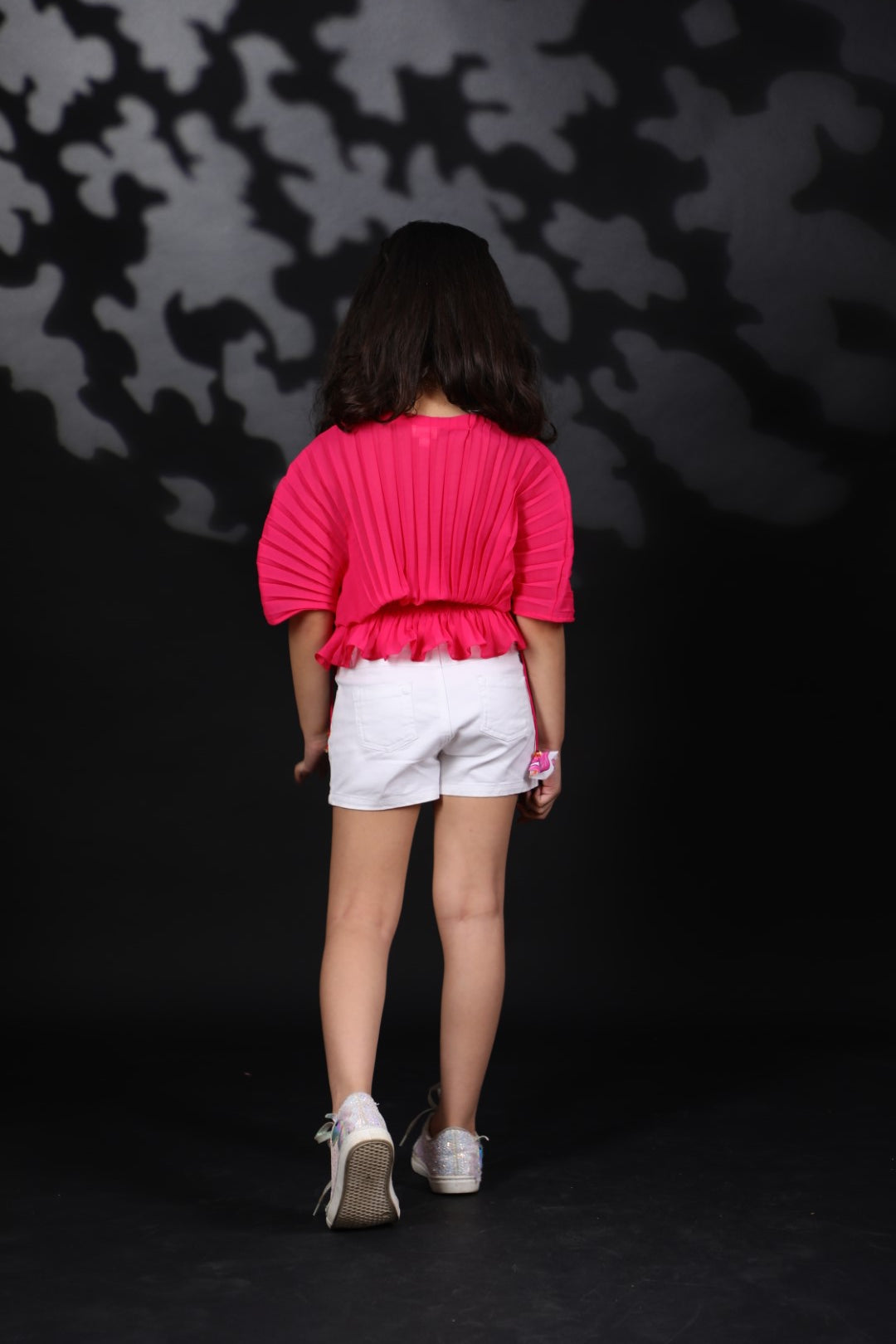Pink Georgette Pleated Ggt Kaftan Top