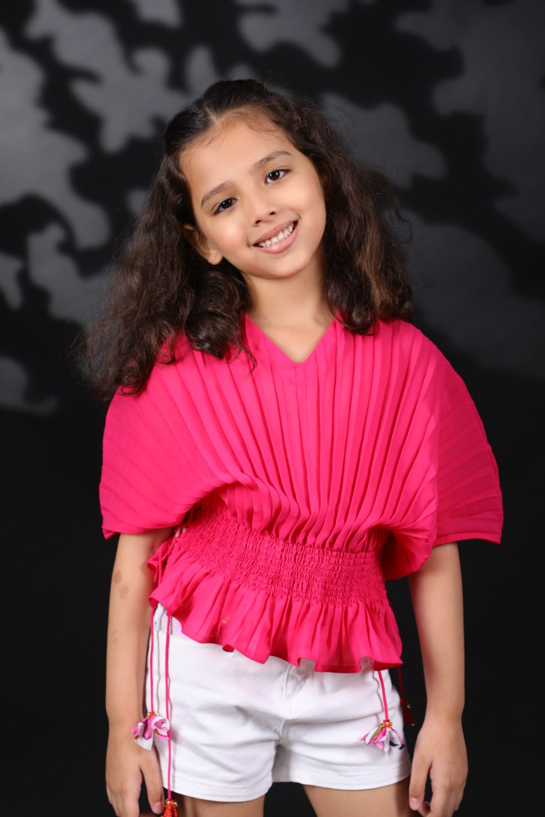 Pink Georgette Pleated Ggt Kaftan Top