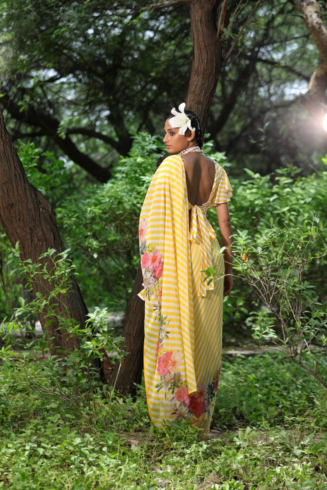 Pitambari yellow ggt lehariya saree with lehariya unstitched blouse fabric