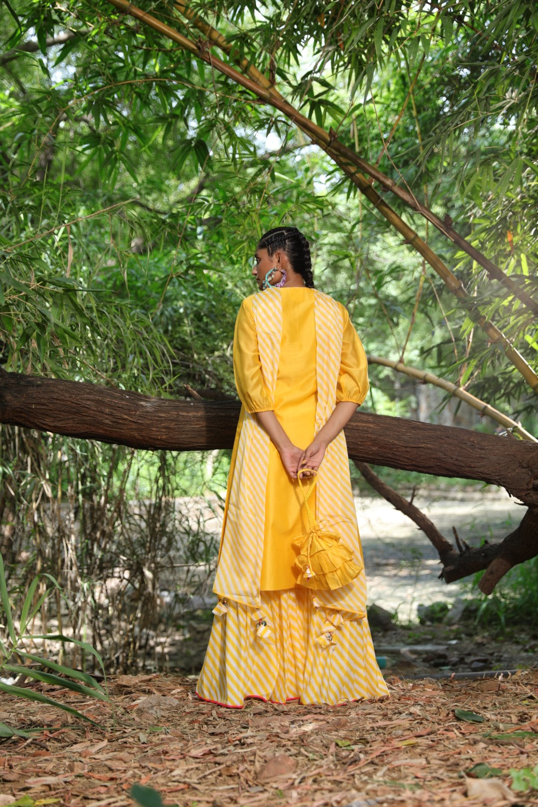 Pitambari yellow chanderi kurta set