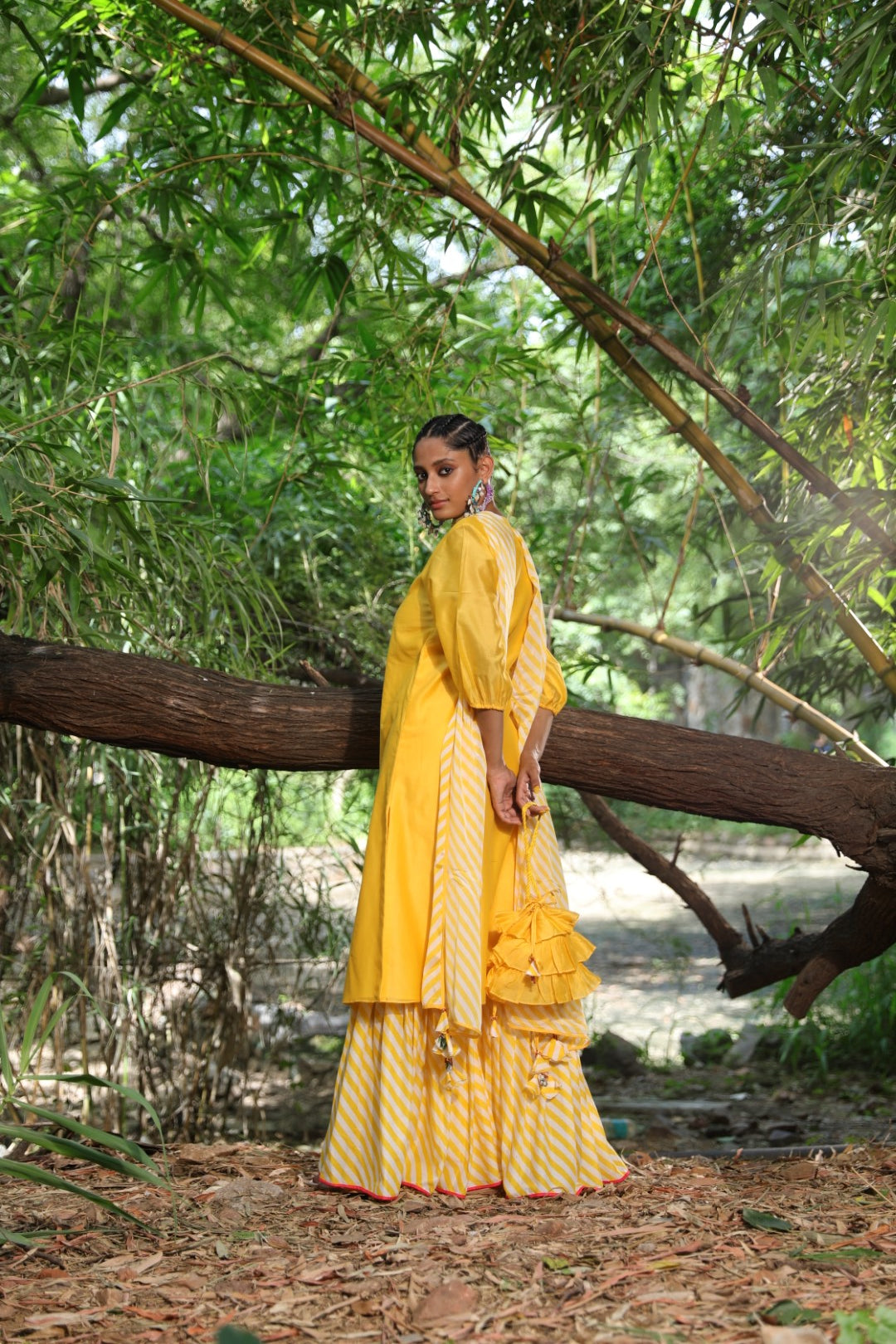 Pitambari yellow chanderi kurta set