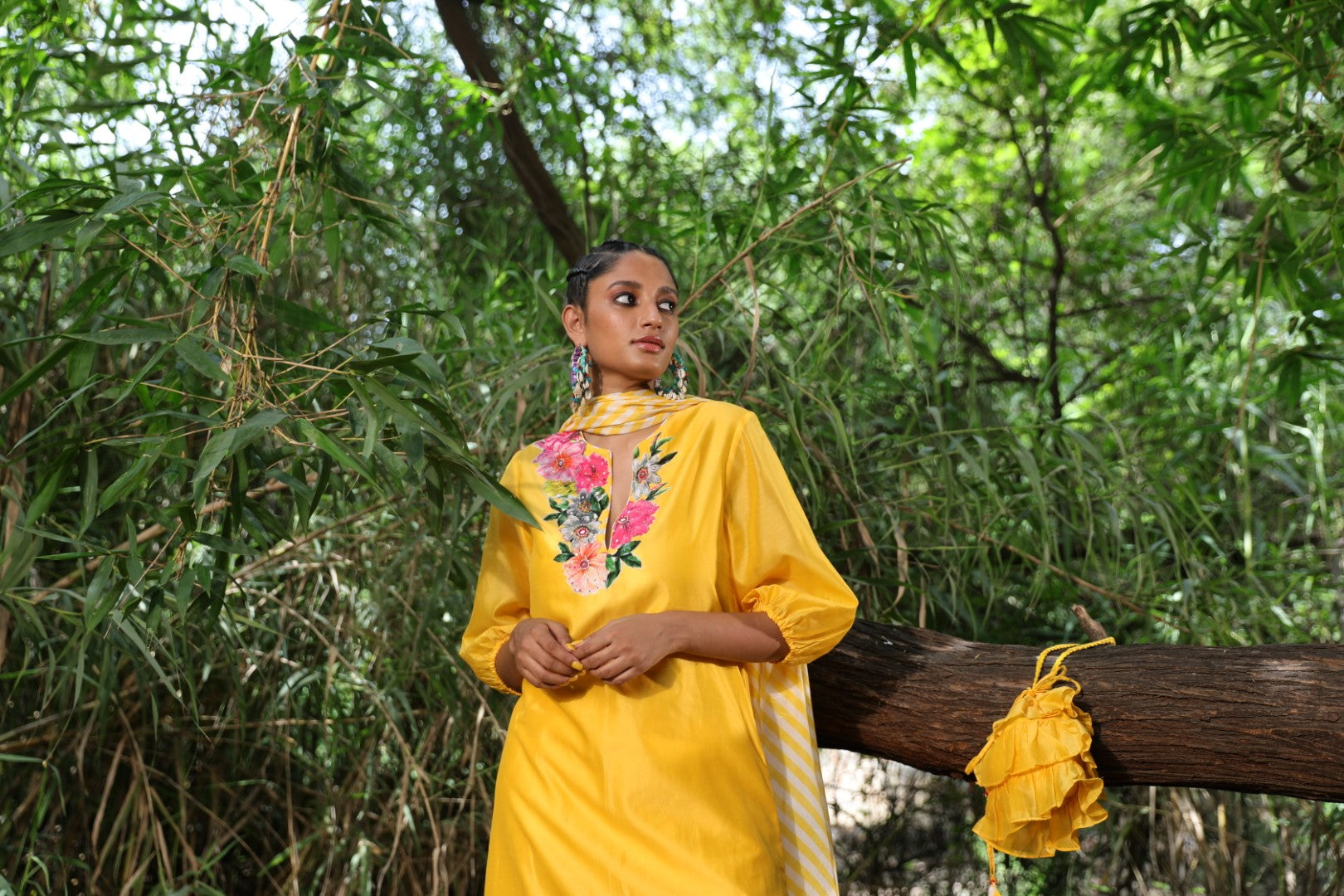 Pitambari yellow chanderi kurta set