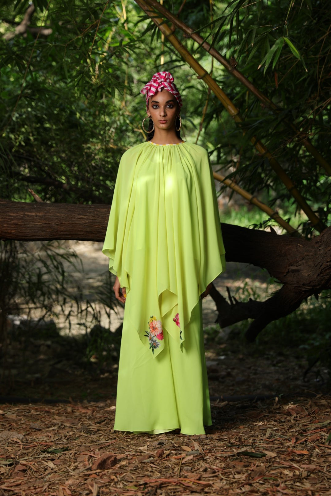 Totiya lime tunic paired with wide leg pant