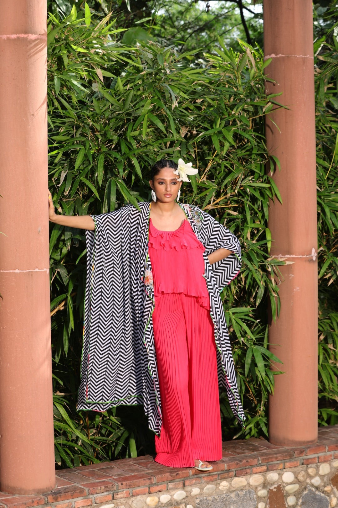 Black/white chevron over garment