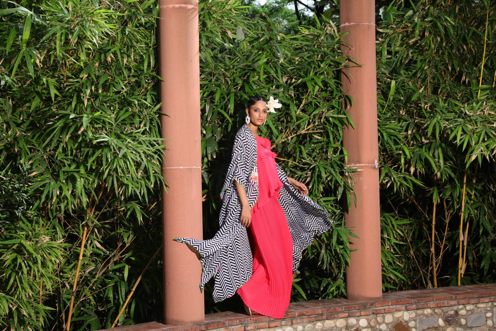 Black/white chevron over garment