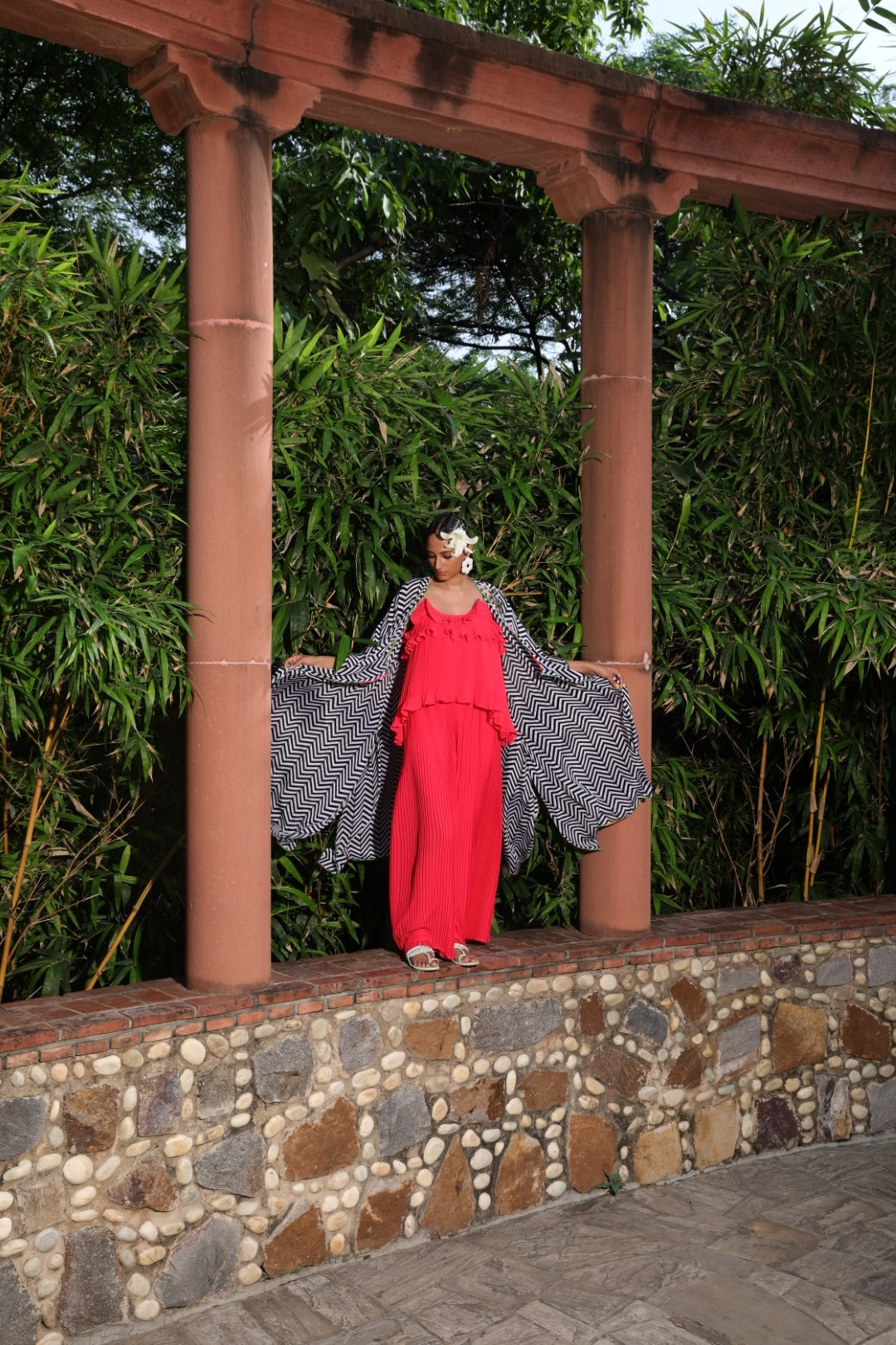 Black/white chevron over garment