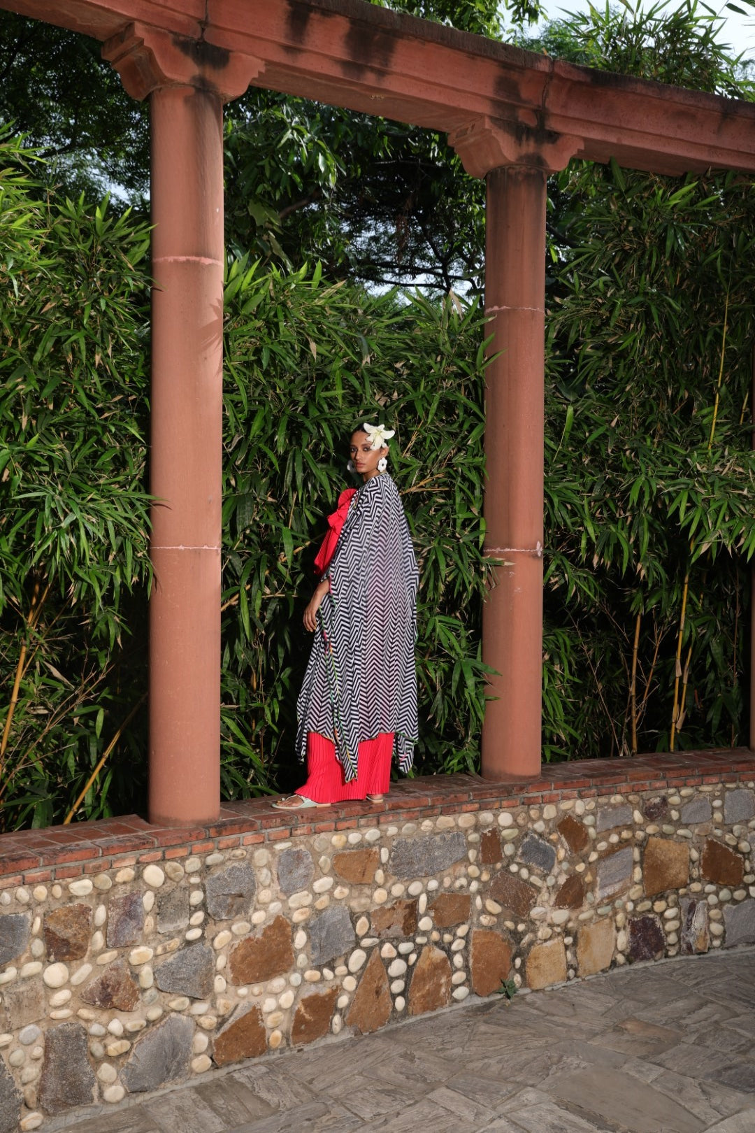 Black/white chevron over garment