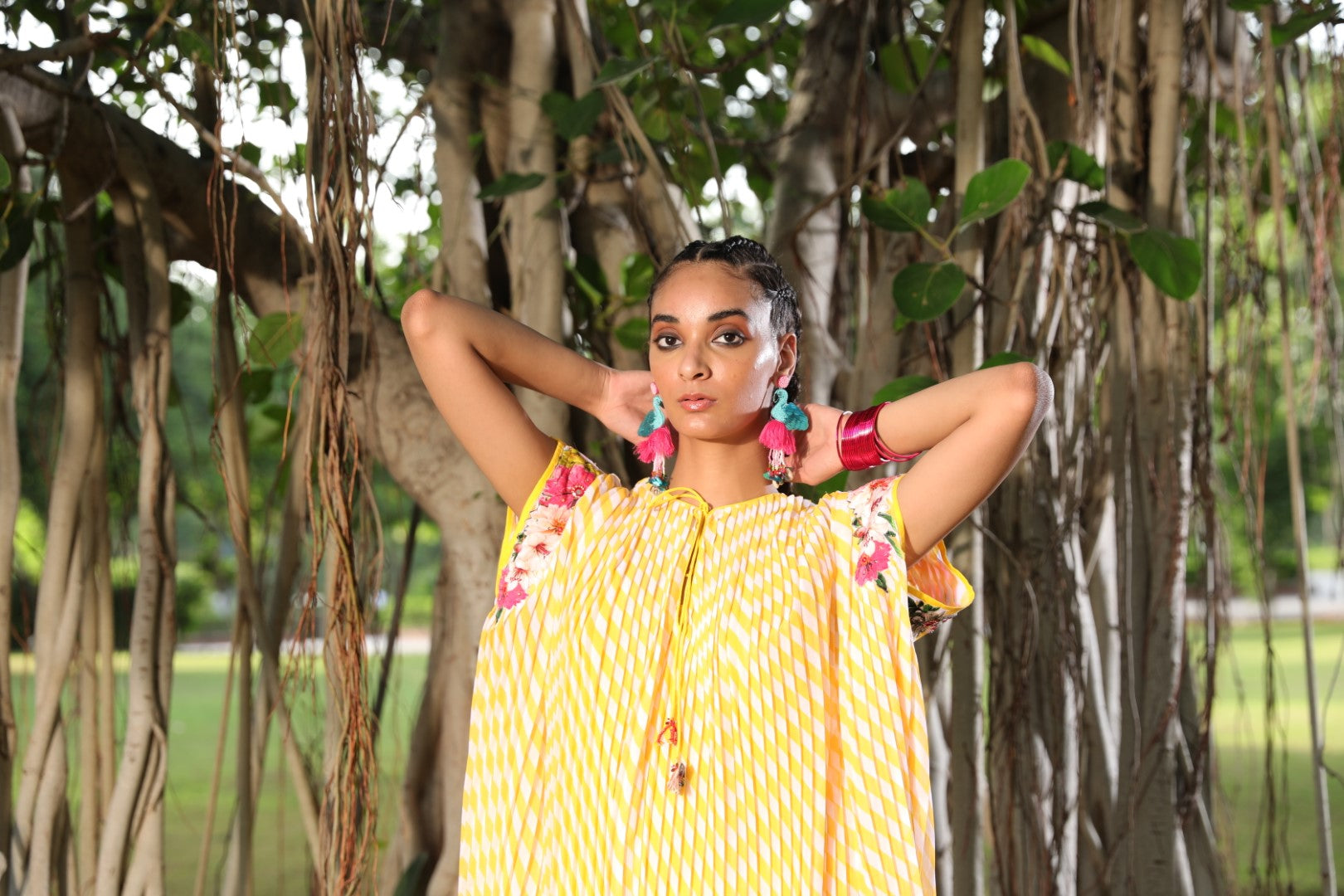 Pitambari lehariya kaftan style kurta set