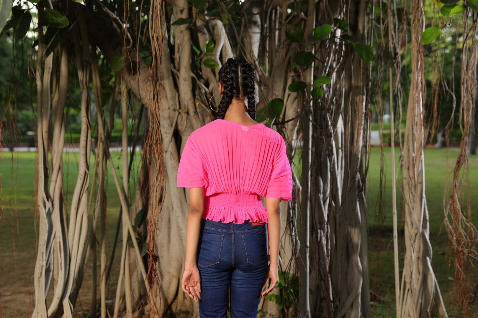Mithai pink pleated kaftan style top