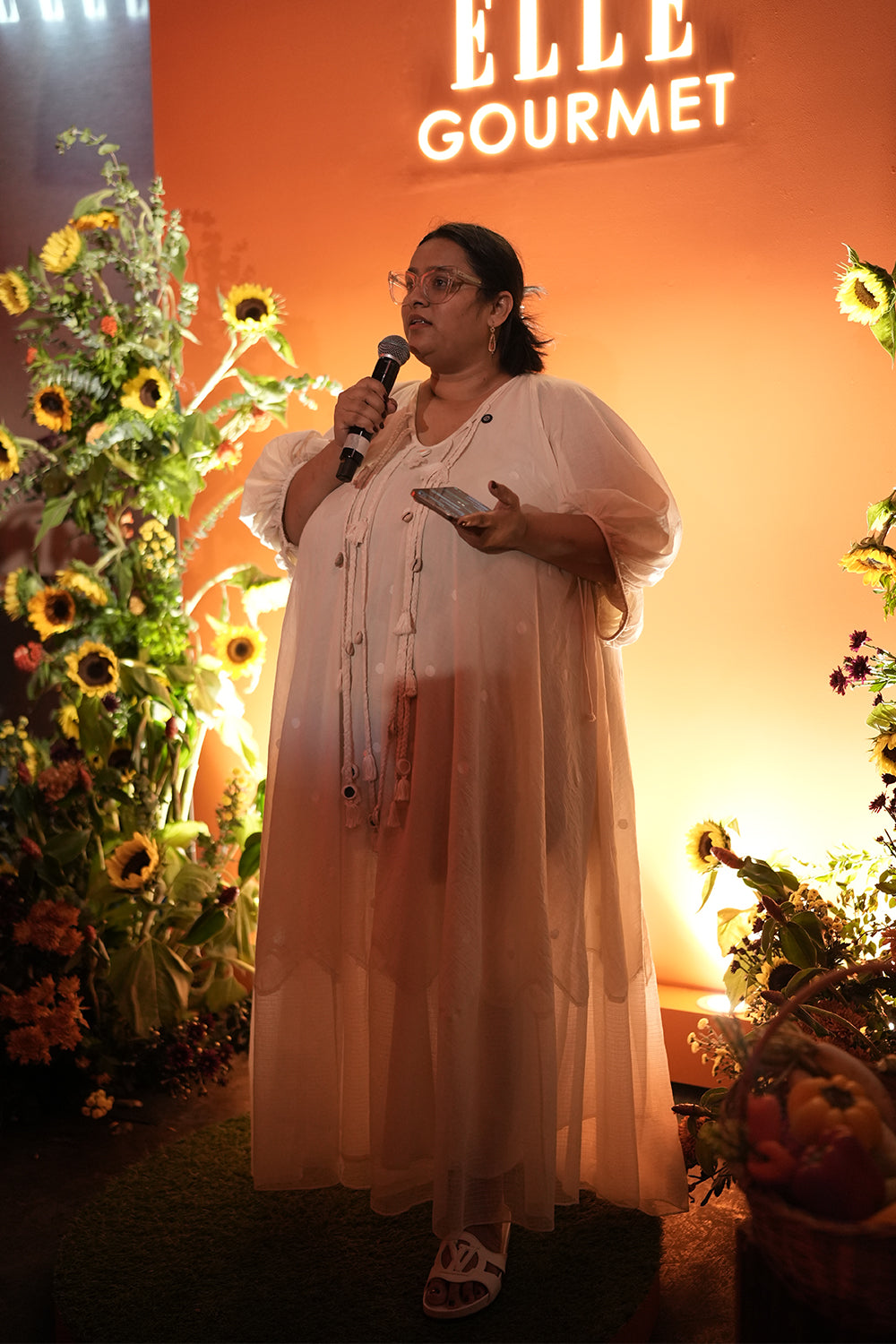 Ainee Nizami Ahmedi In Cream Hand woven Polka Dot Jamdani Maxi Dress