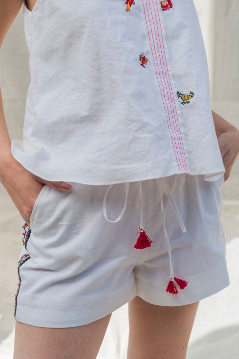 Hand Woven Cotton Emb. Cami Top with MulMul Lining. Azo Free