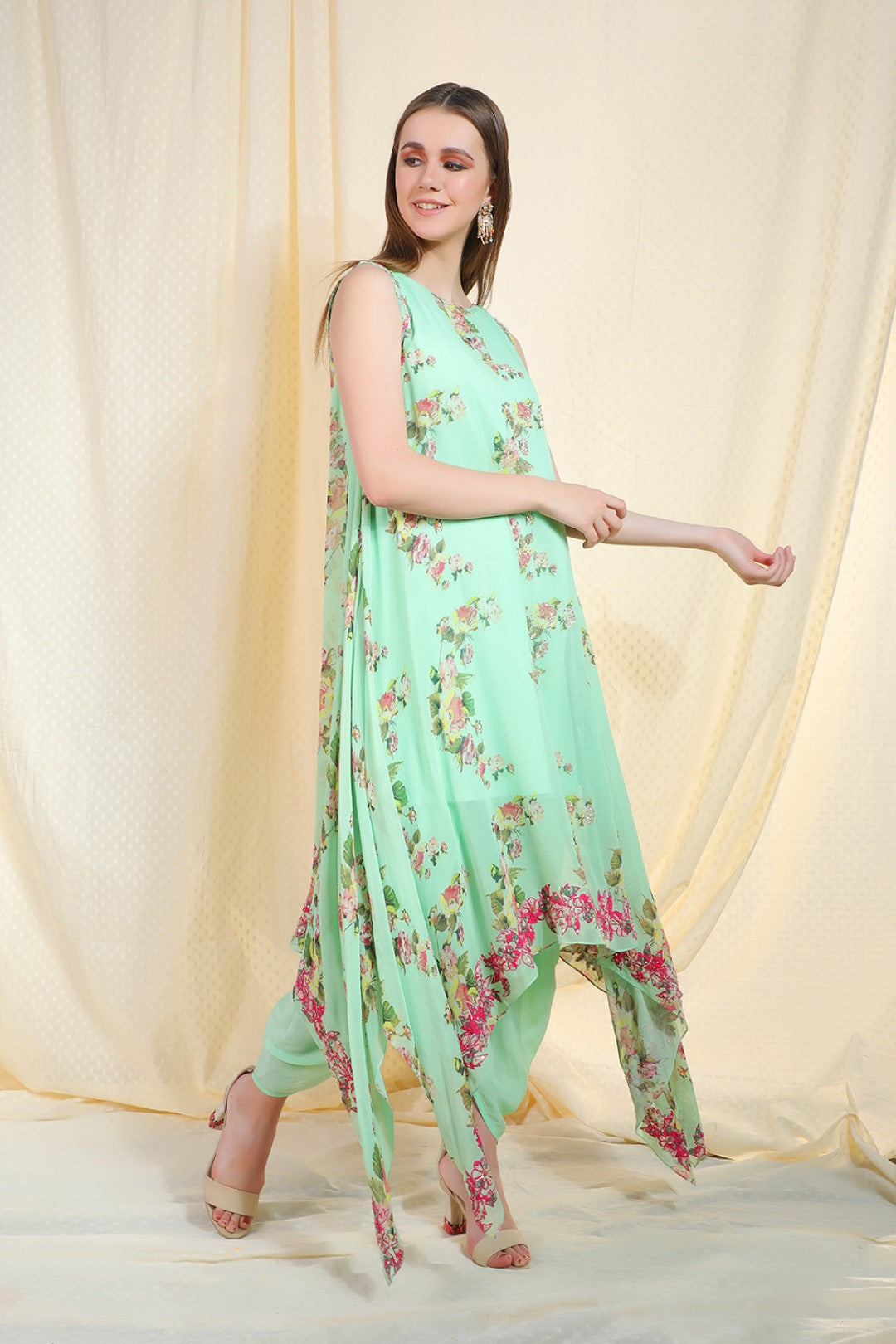 pista asymetric tunic with dhoti