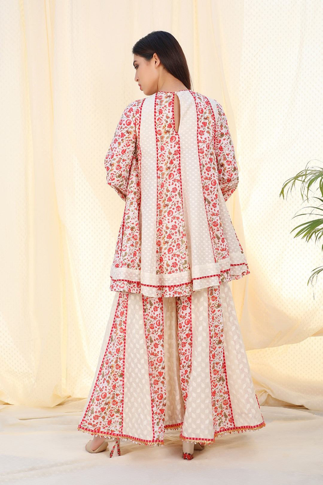jamdani kurta with sharara and dupatta