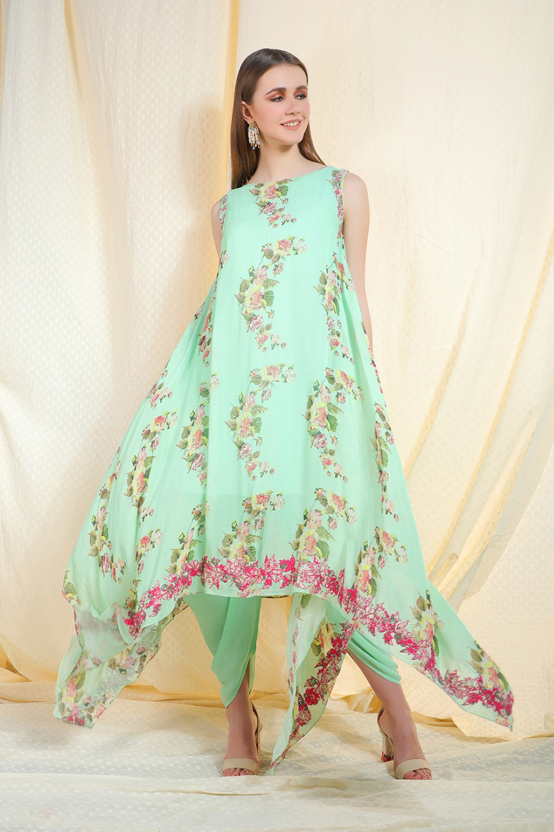 pista asymetric tunic with dhoti