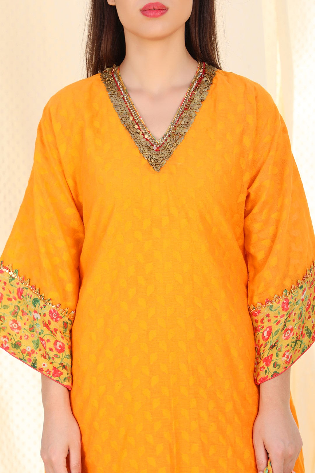 jamdani kurta with gauze skirt