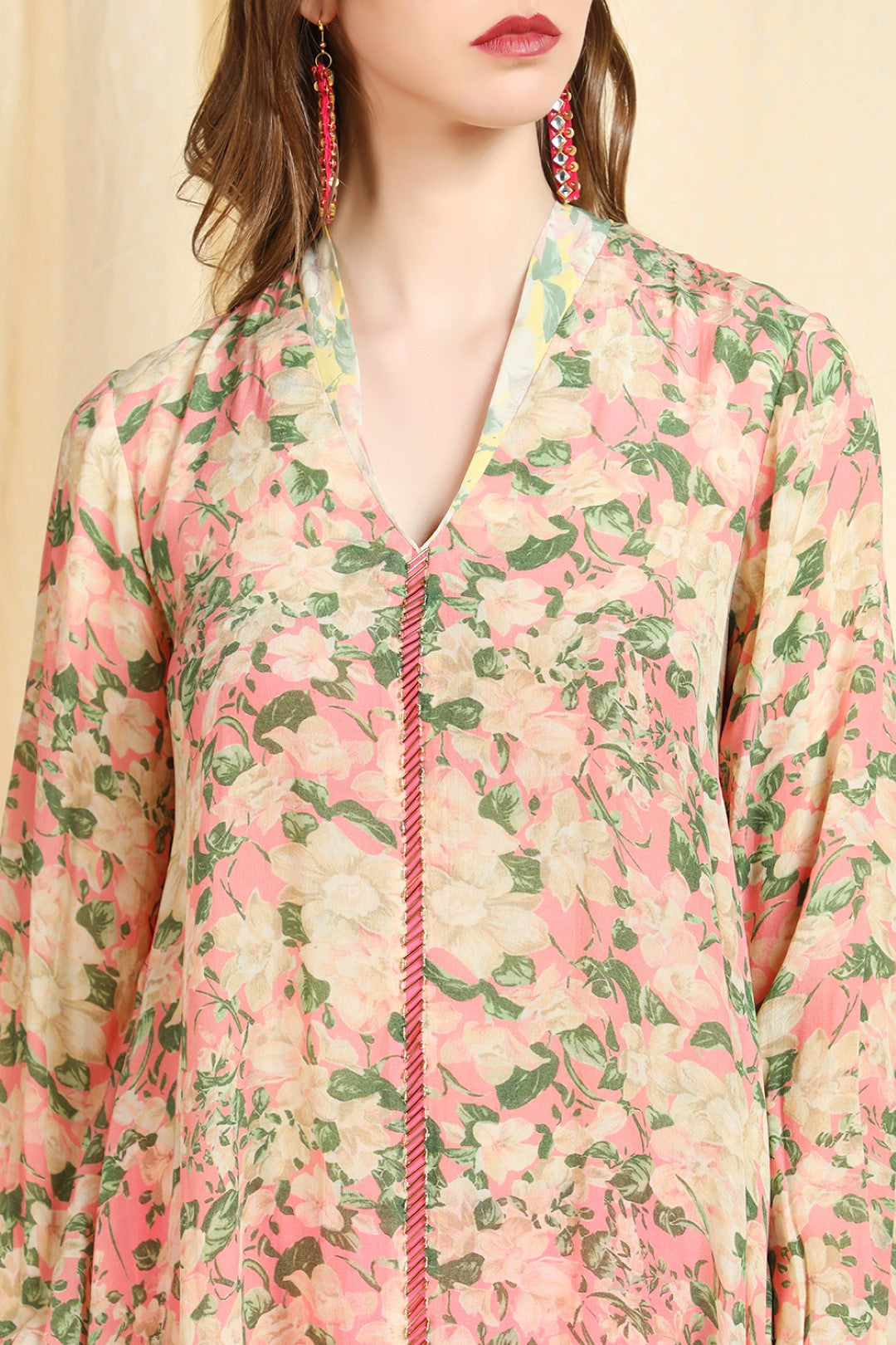 old rose asymetric tunic with dhoti
