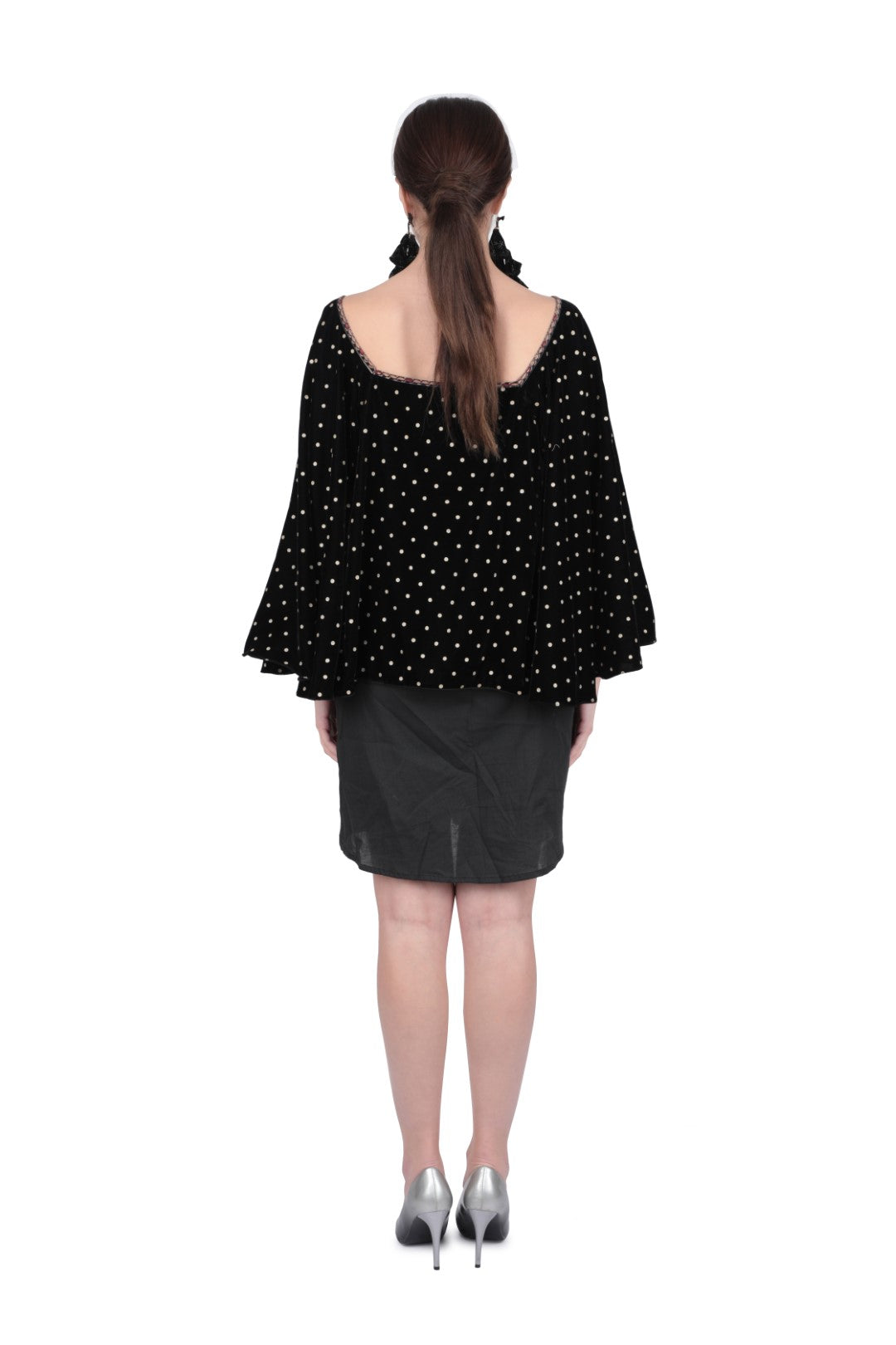 BLACK VELVET FOIL PRINTED TOP