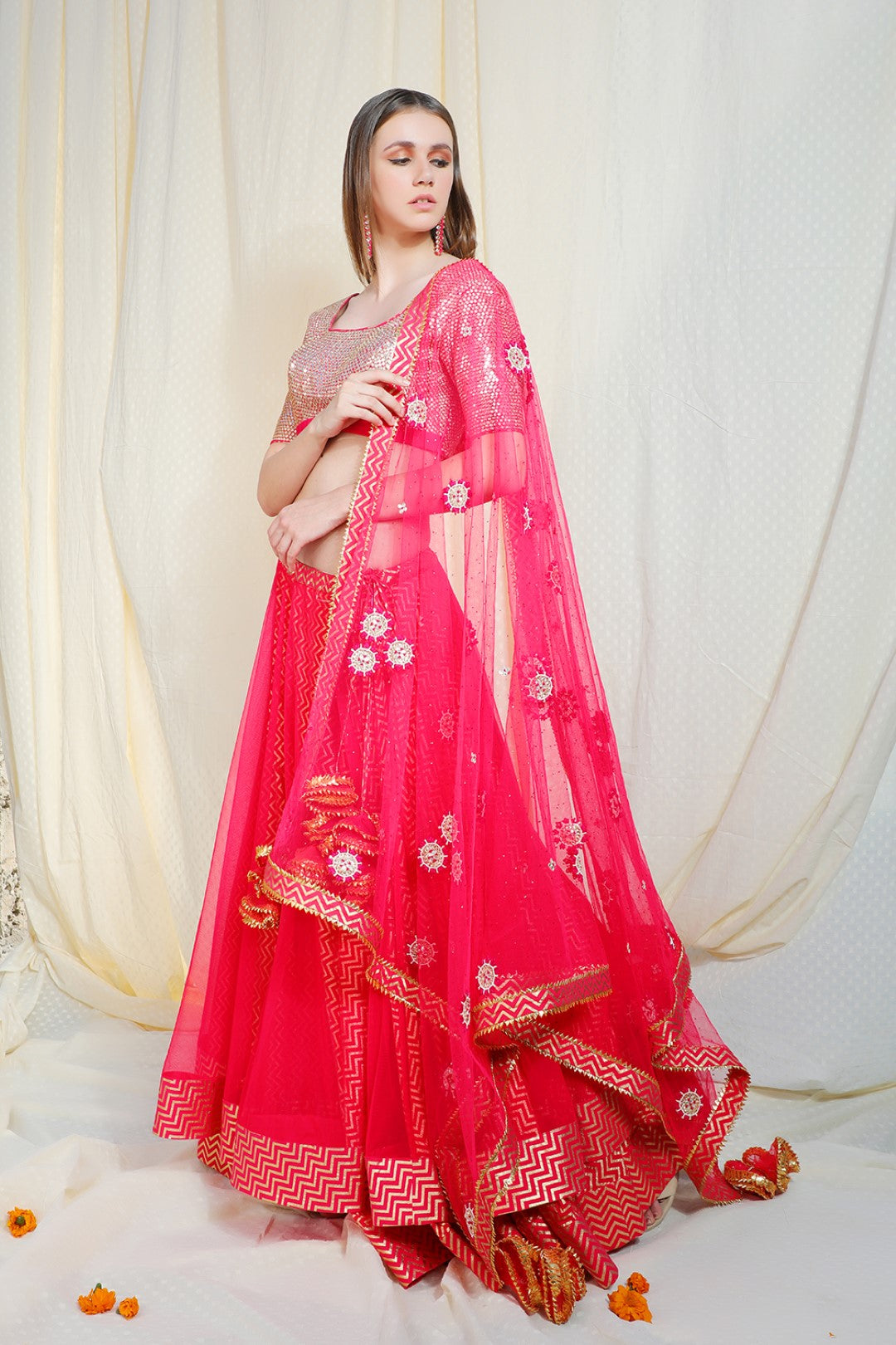 rose pink lehnga set with abla jardosi blouse