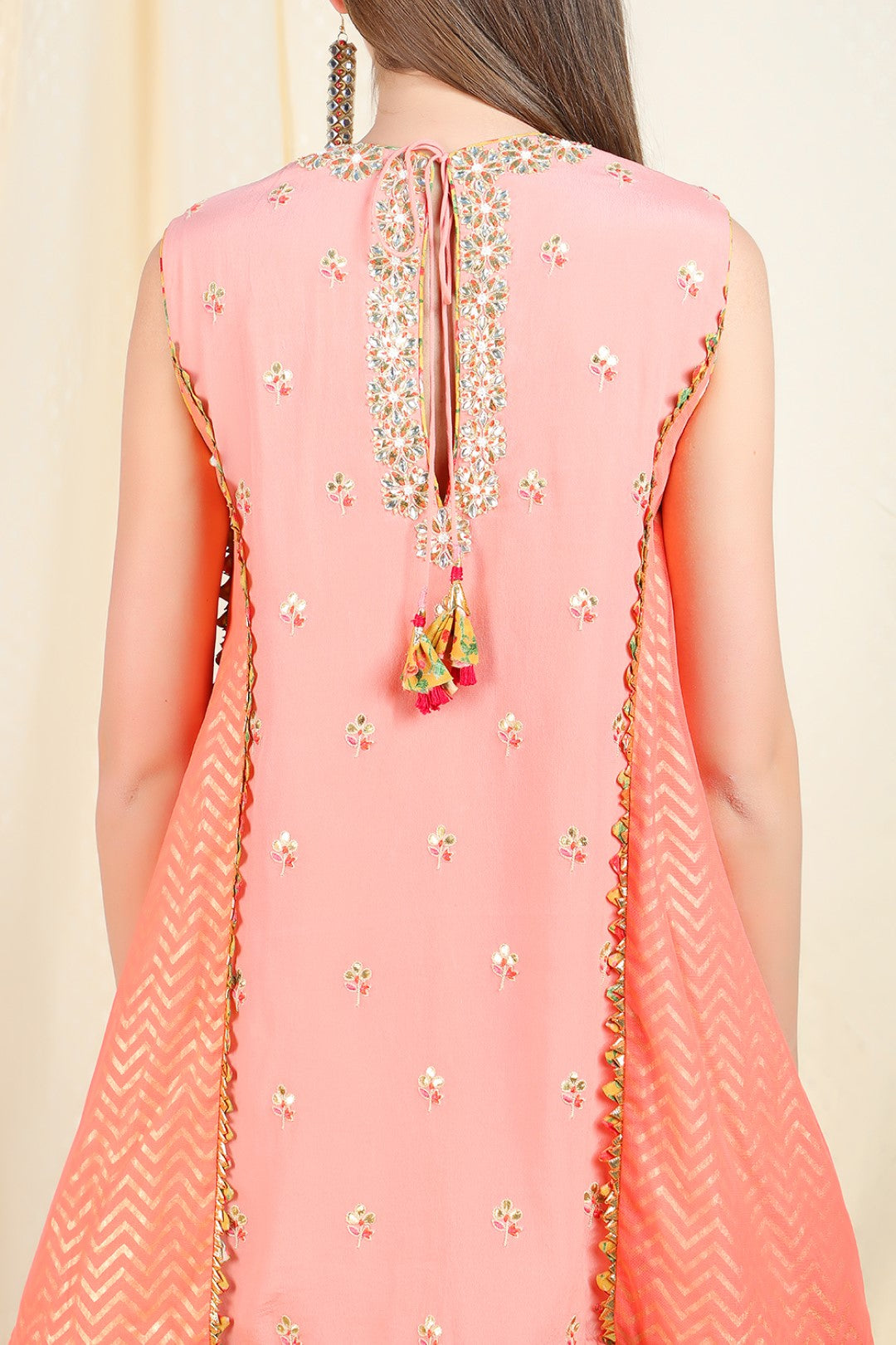 peach side godette tunic with dhoti