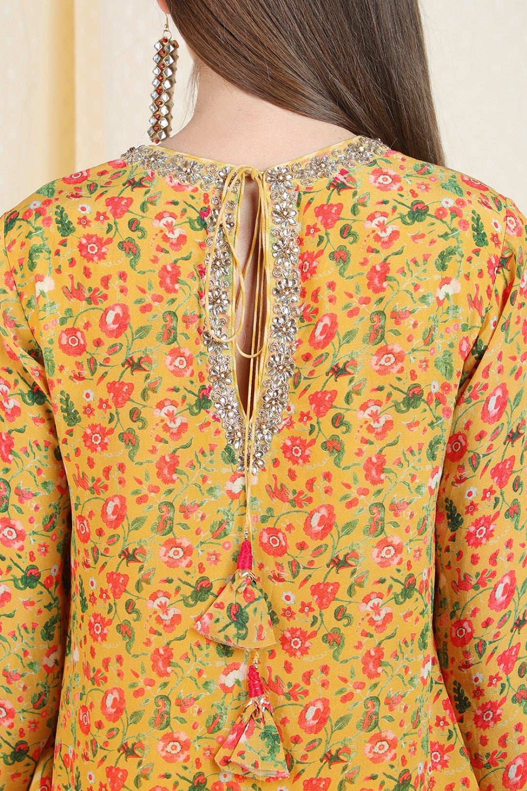 yellow side godette tunic with dhoti
