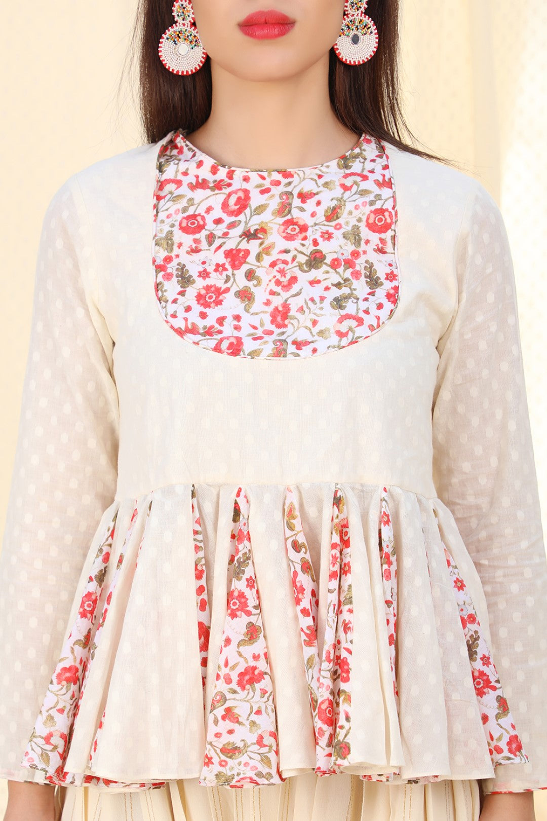 jamdani goddet tunic with crepe dhoti