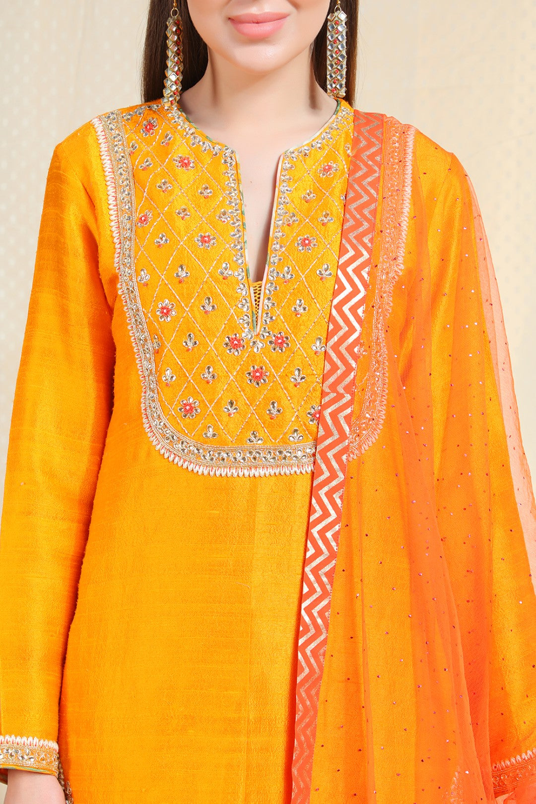 rawsilk kurta with organza sharara and  net dupatta