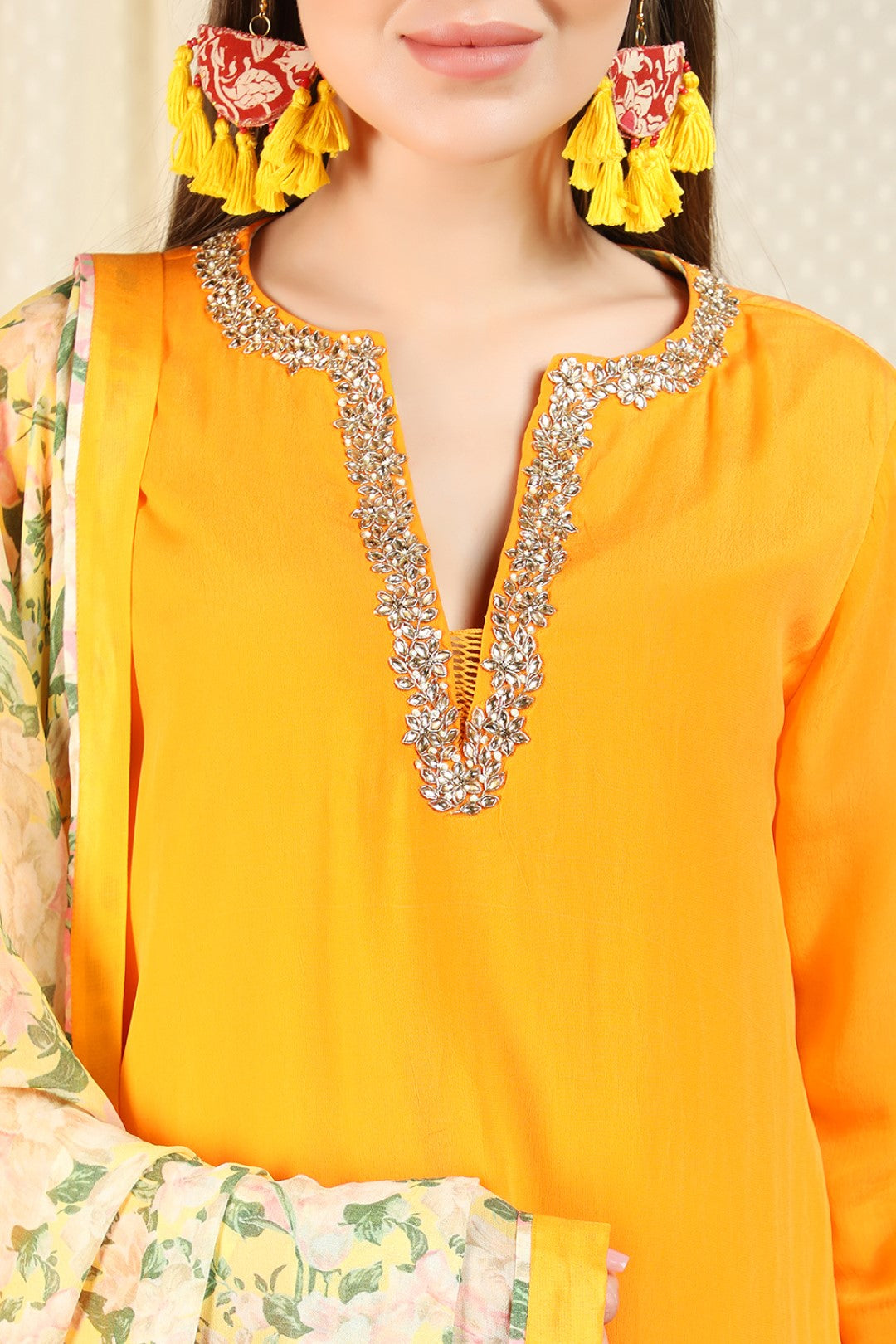 peshawari orange crepe kurta and sharara and dupatta