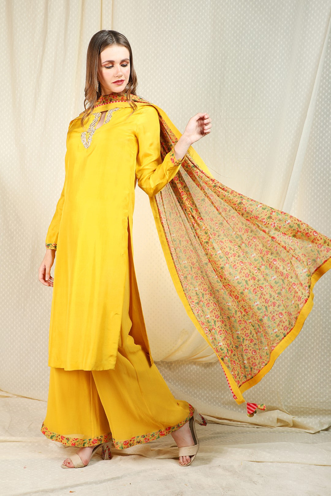 pitambari silk kurta and sharara and dupatta