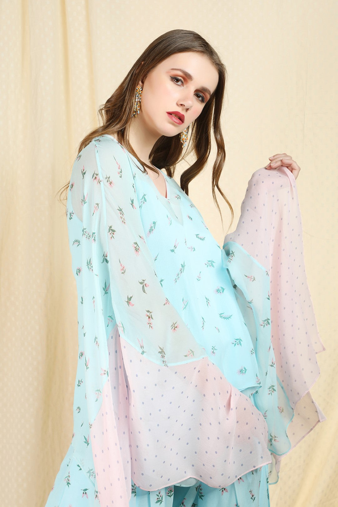 blue kaftan top with dhoti