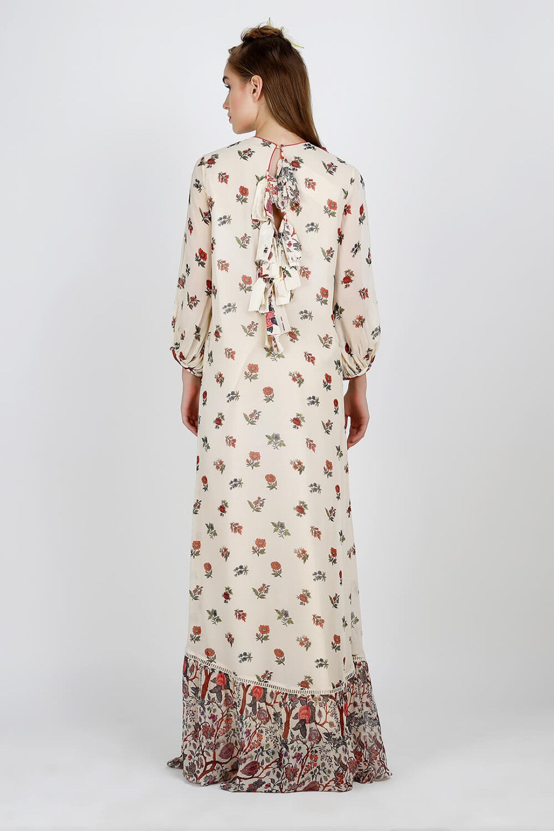 horse shoe yoke embellished maxi dress